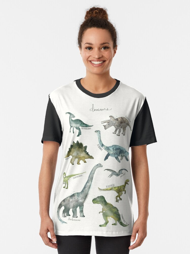 Dinosaur graphic t-shirt featuring a collection of dinosaur species - Women