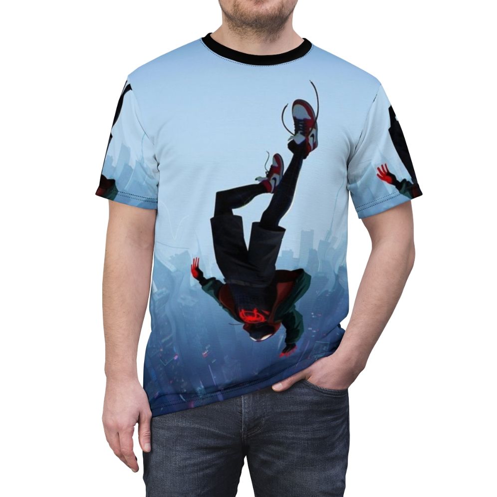 Unique Miles Morales spider-man themed t-shirt design - men front