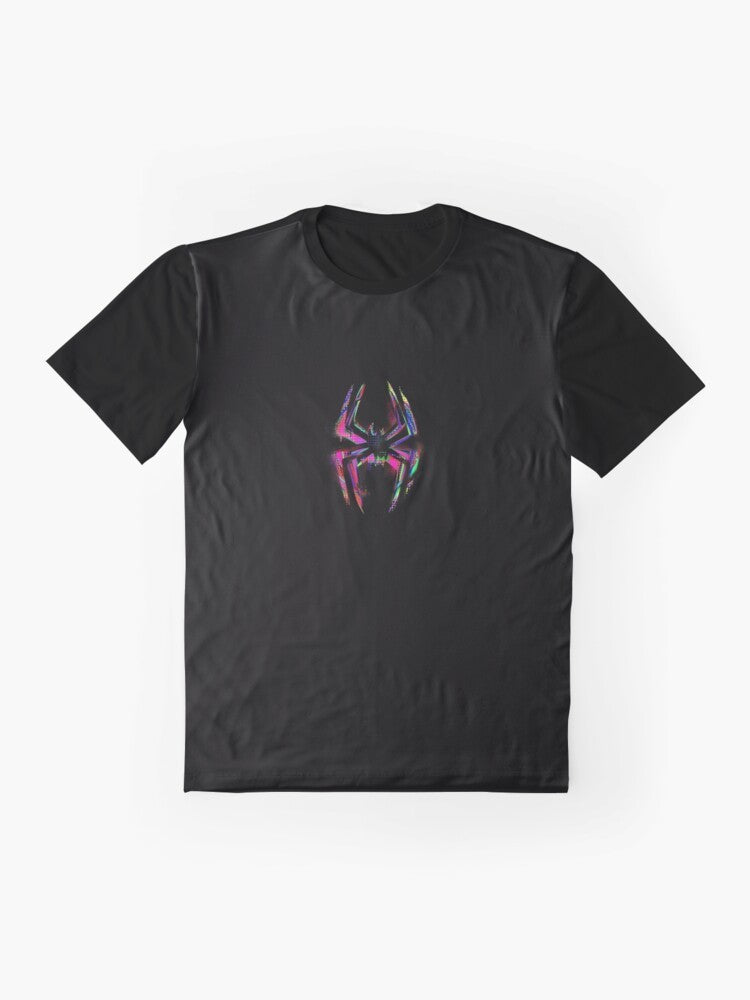 Spider-Man Miles Morales graphic t-shirt featuring the logo from the "Spider-Man: Across the Spider-Verse" movie - Flat lay