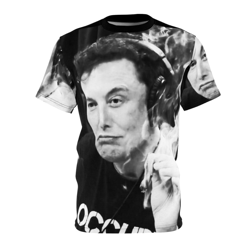 T-shirt featuring an Elon Musk inspired smoking design