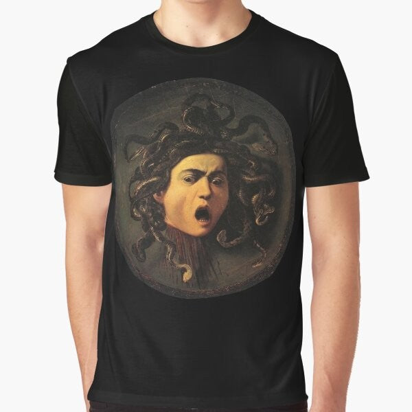 Medusa graphic t-shirt featuring Caravaggio's famous painting of the mythological gorgon