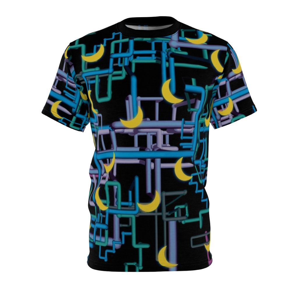 Graphic t-shirt featuring a complex, eye-catching pattern design inspired by Dan Flashes and I Think You Should Leave.