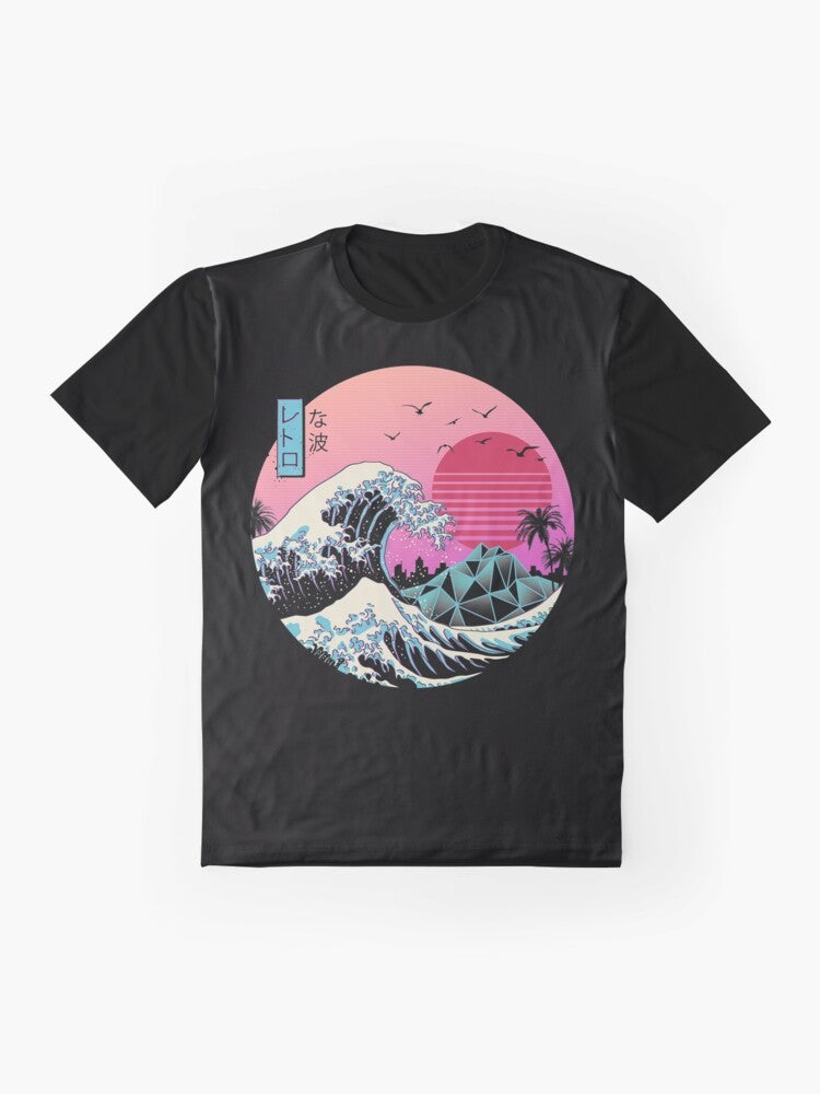 Retro Wave Graphic T-Shirt featuring a cool, 80s Japanese inspired design - Flat lay