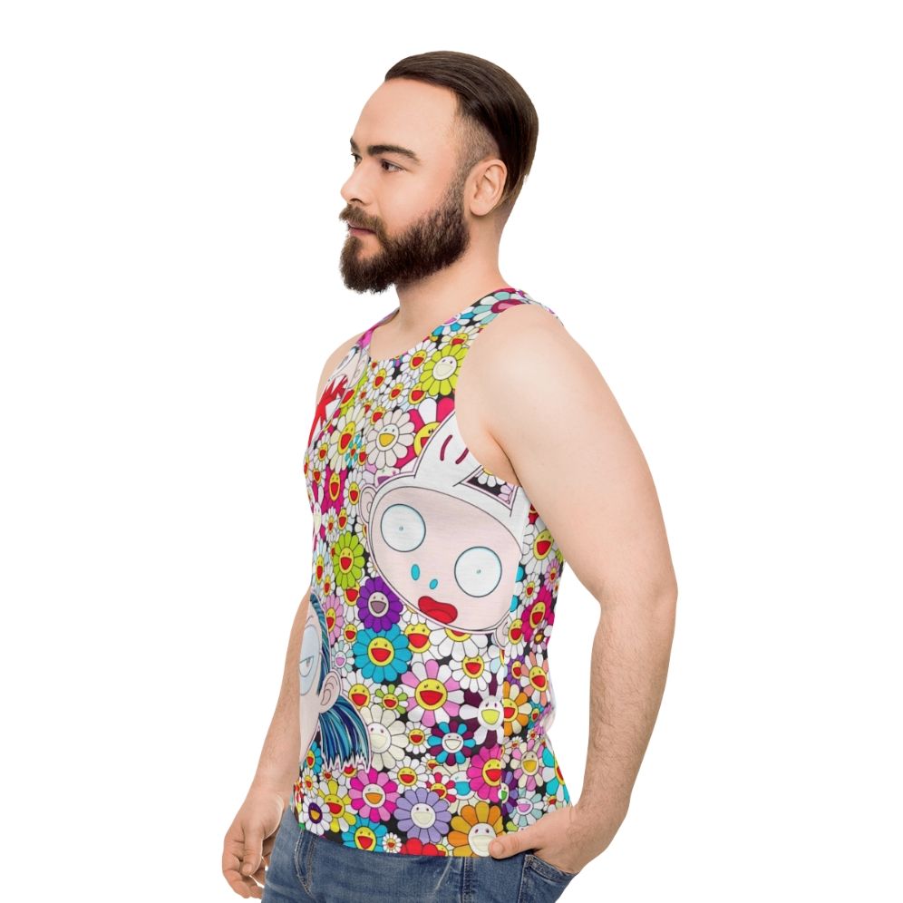 Unisex tank top featuring Takashi Murakami's iconic pop art design - men side