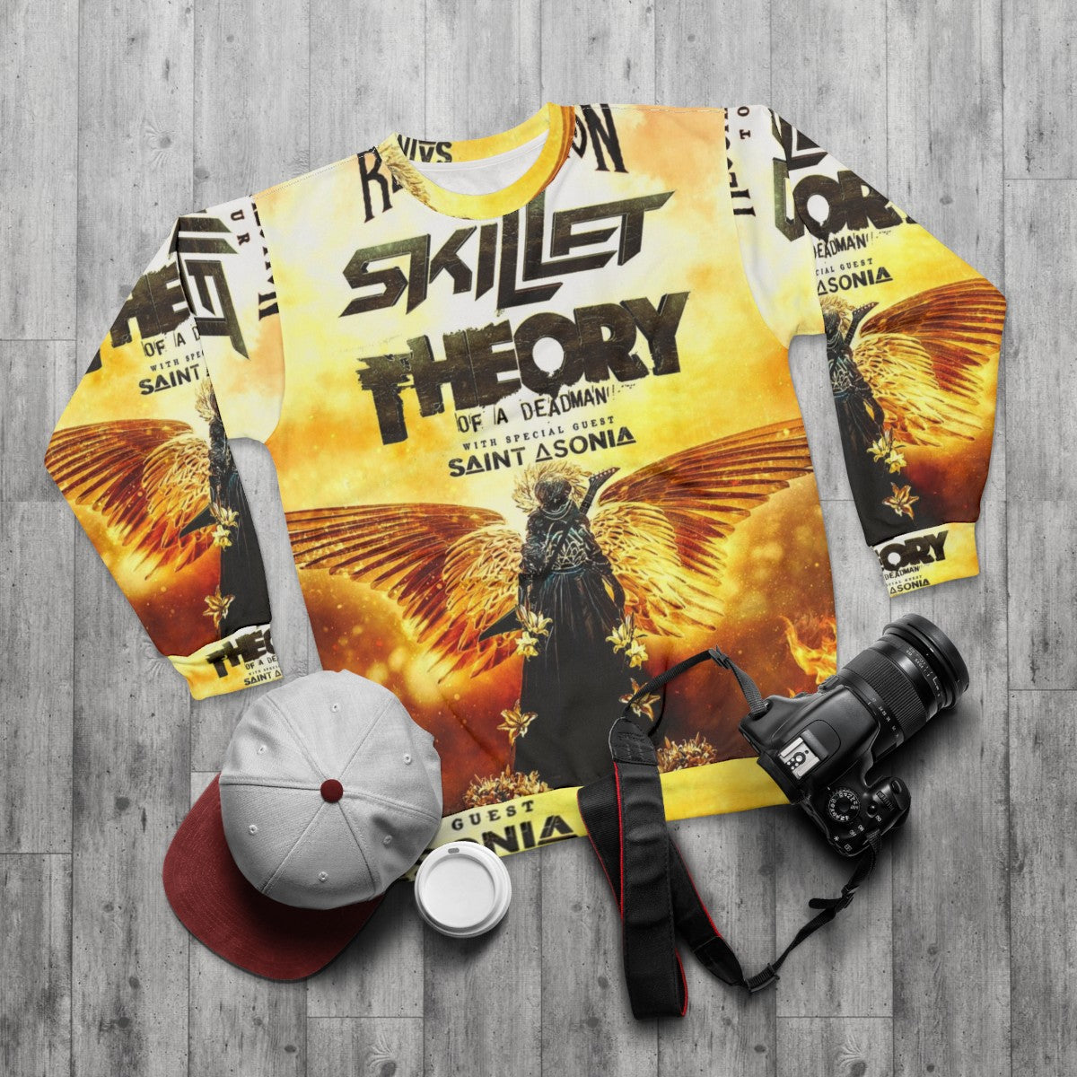 Skillet & Theory Of A Deadman 2023 Tour Sweatshirt - flat lay