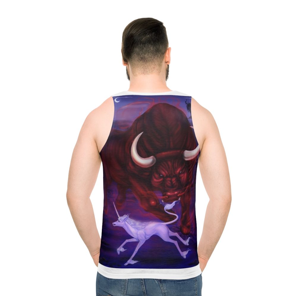 Unicorn and Bull Unisex Fantasy Tank Top - men back