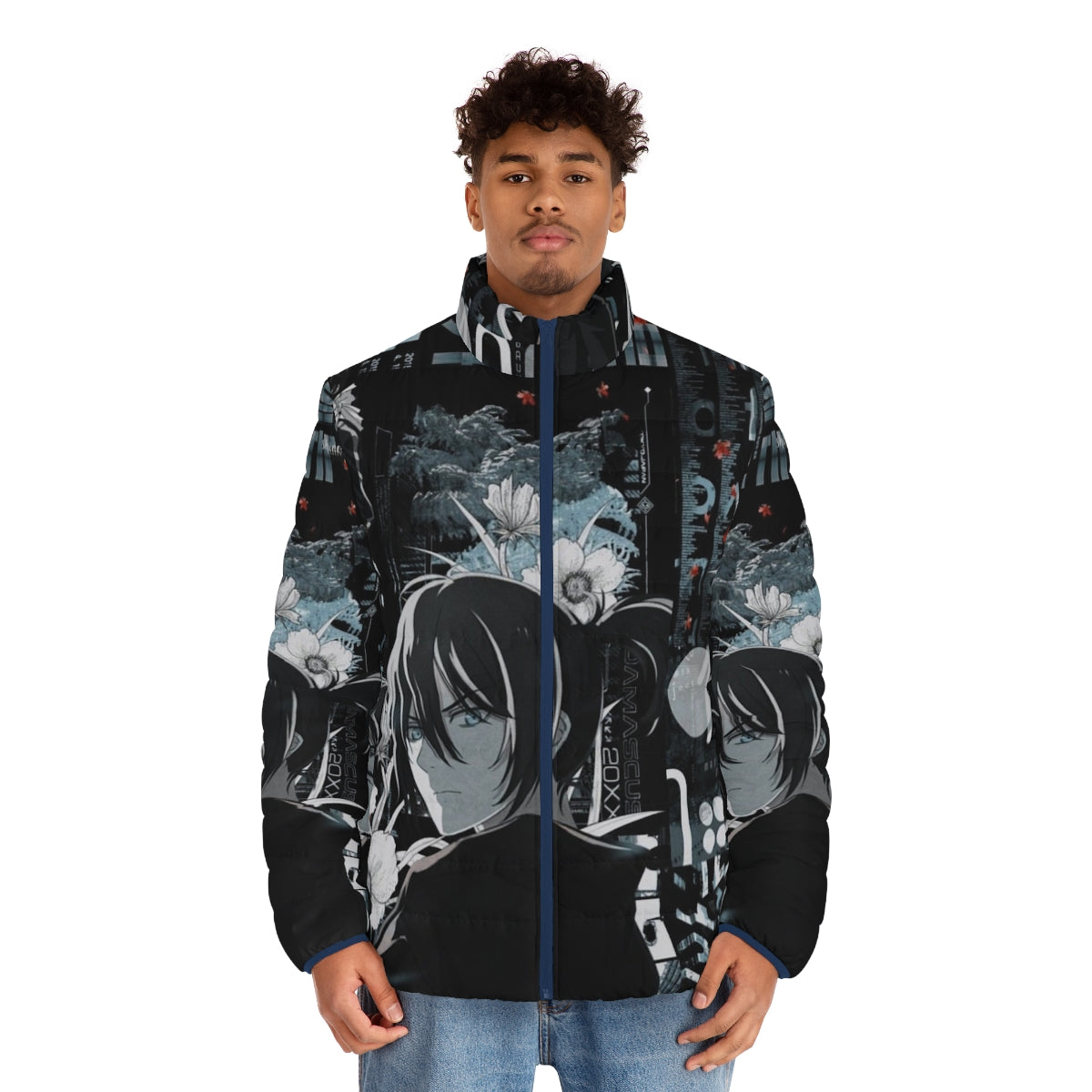 Noragami 5 Puffer Jacket with cute anime characters - men front