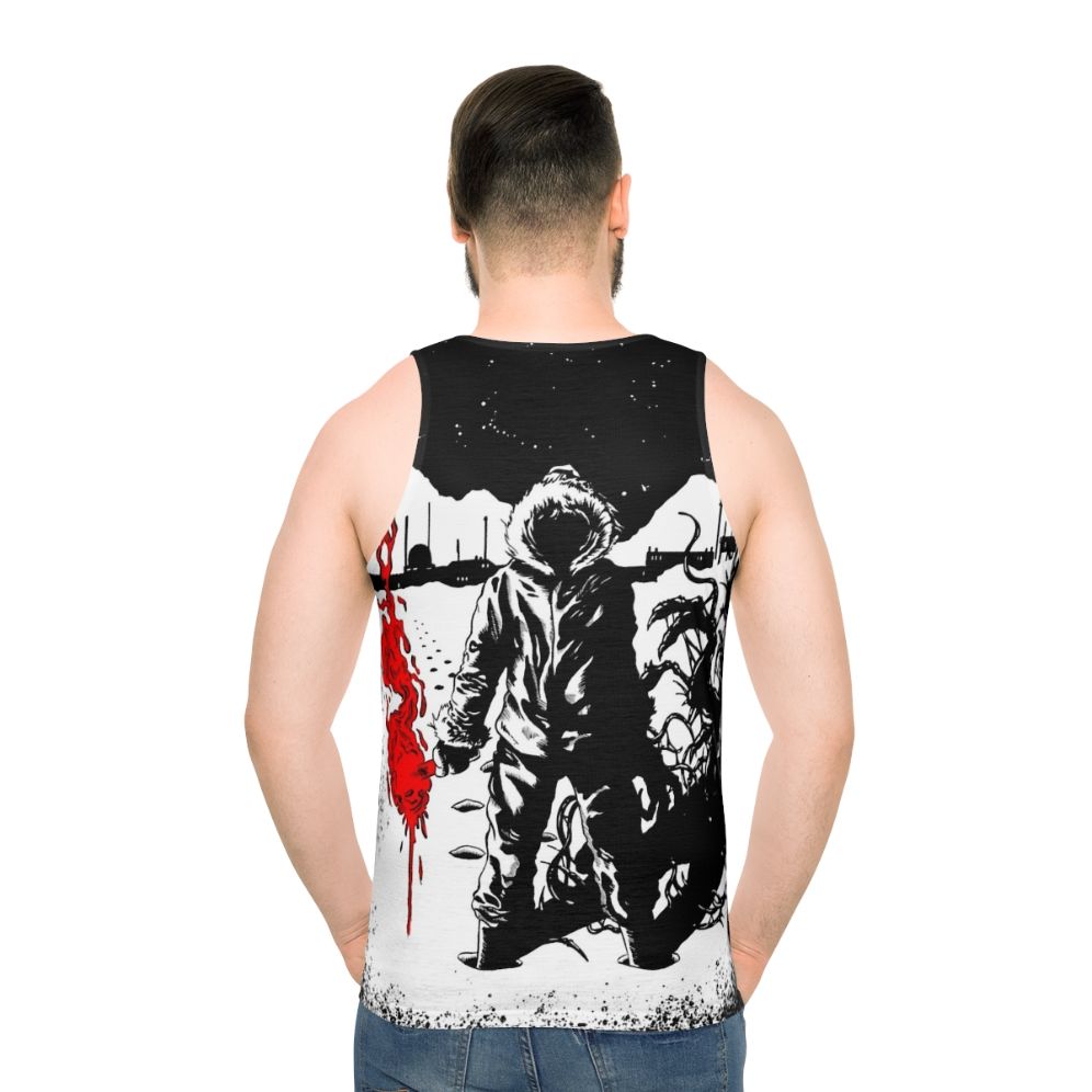 "The Thing" 80s horror cult film unisex tank top - men back