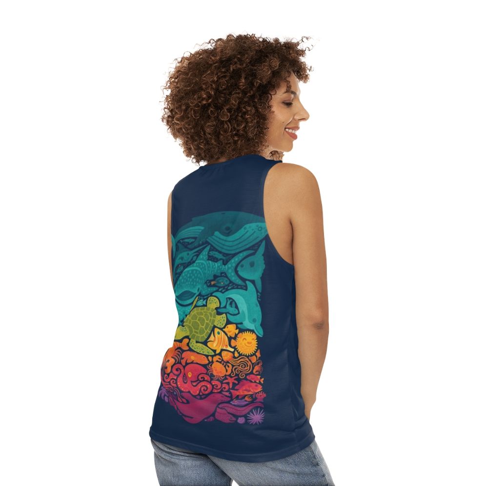 Colorful aquatic spectrum unisex tank top - women back