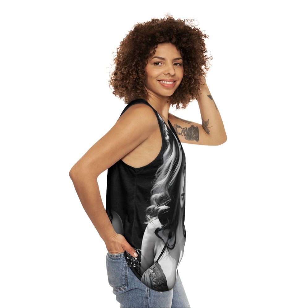 Vintage gangster femme fatale art print unisex tank top - women side