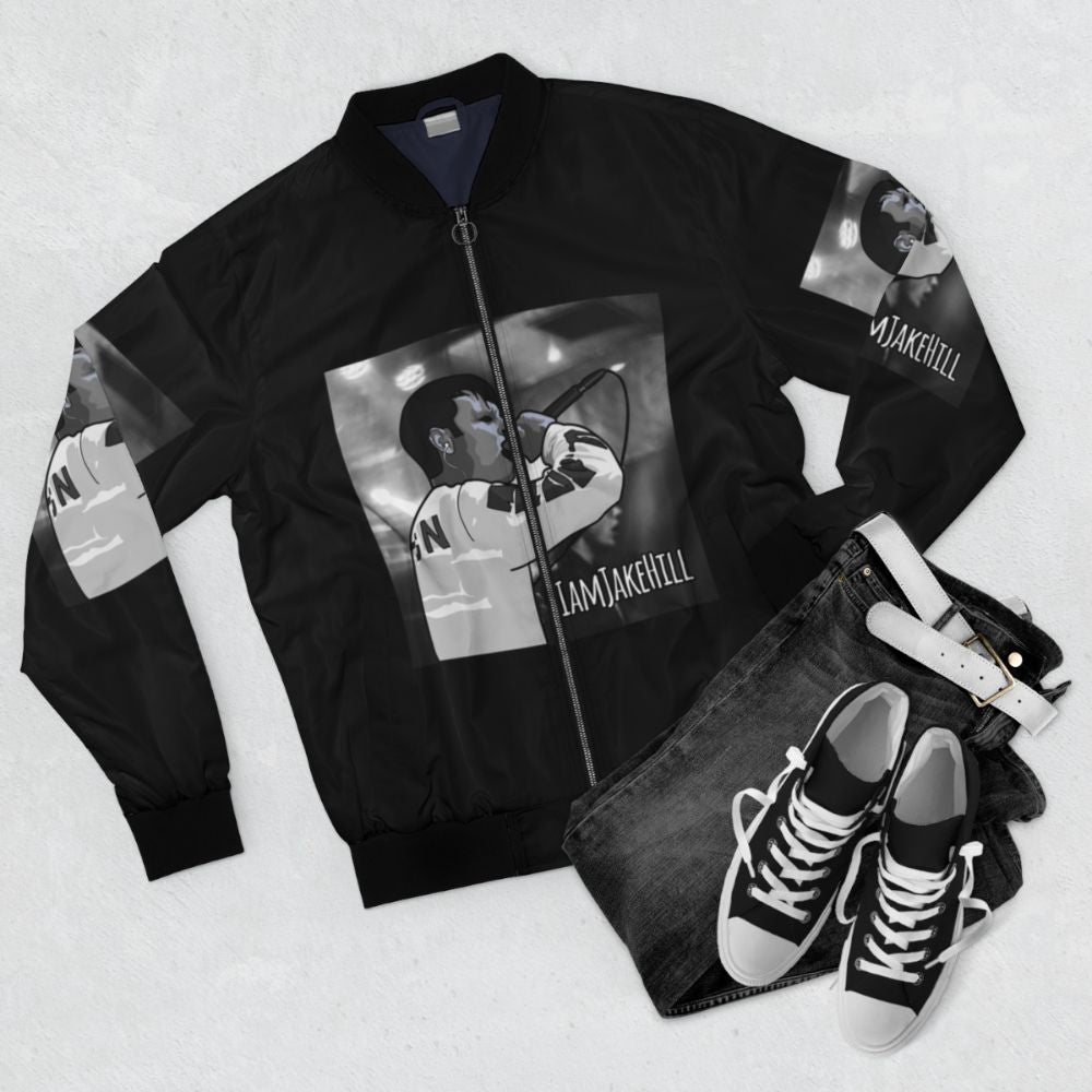 iamJakeHill Bomber Jacket with graphic design - Flat lay