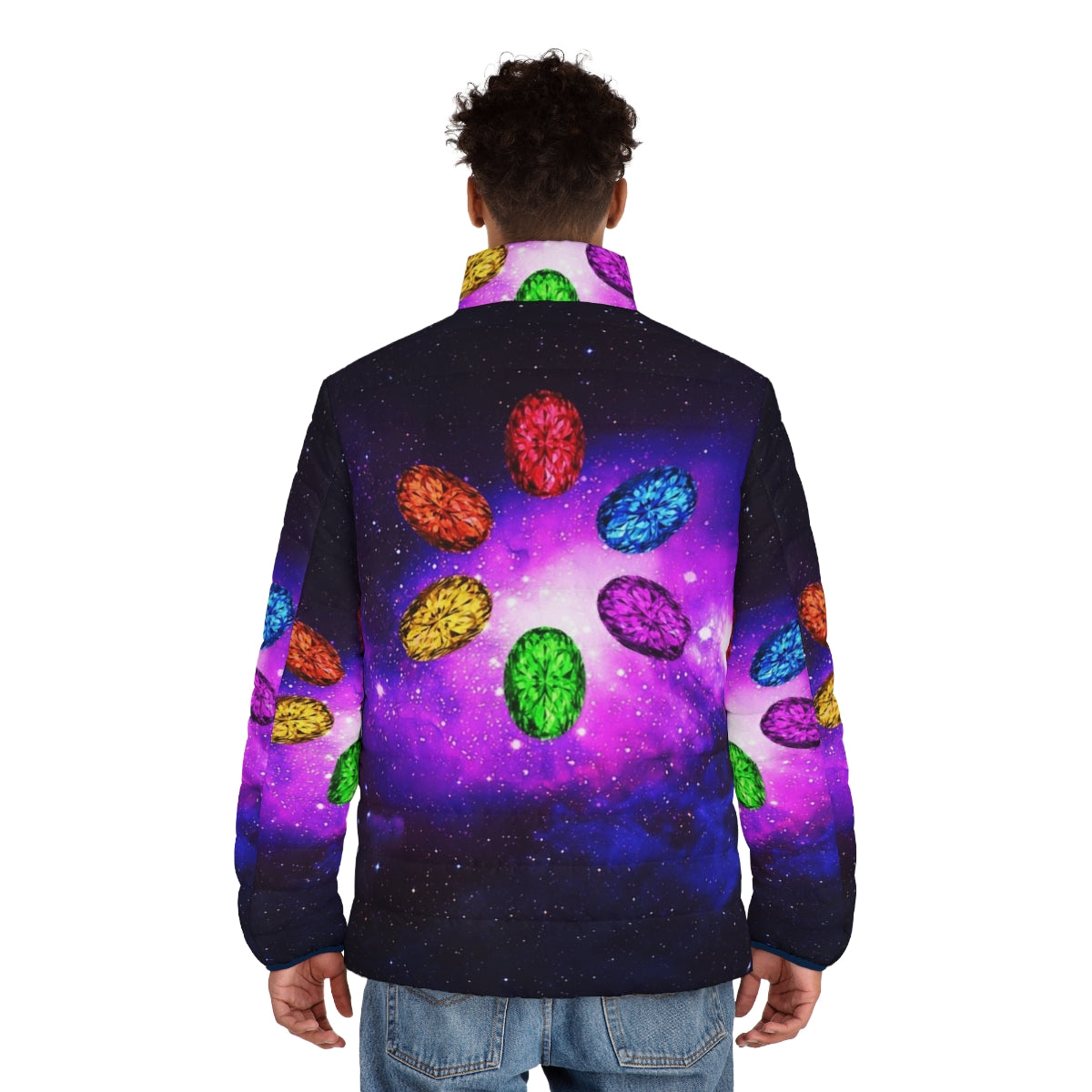 Infinity Stones Galaxy Space Puffer Jacket - men back