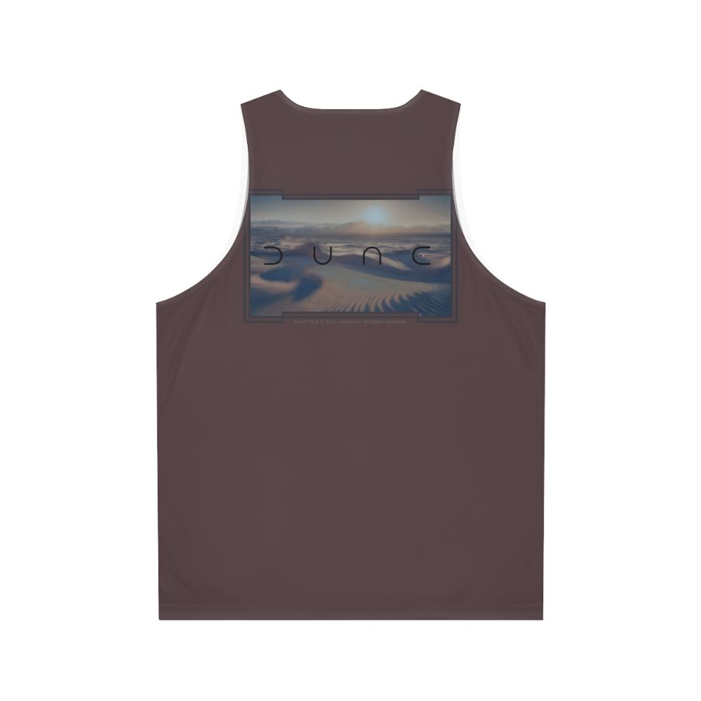 Dune-inspired unisex tank top with desert landscape design - Back