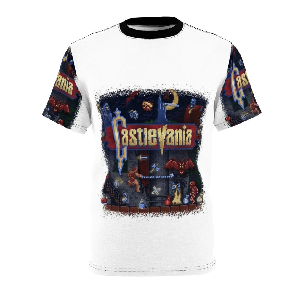 Castlevania-inspired anime graphic t-shirt with retro video game style design