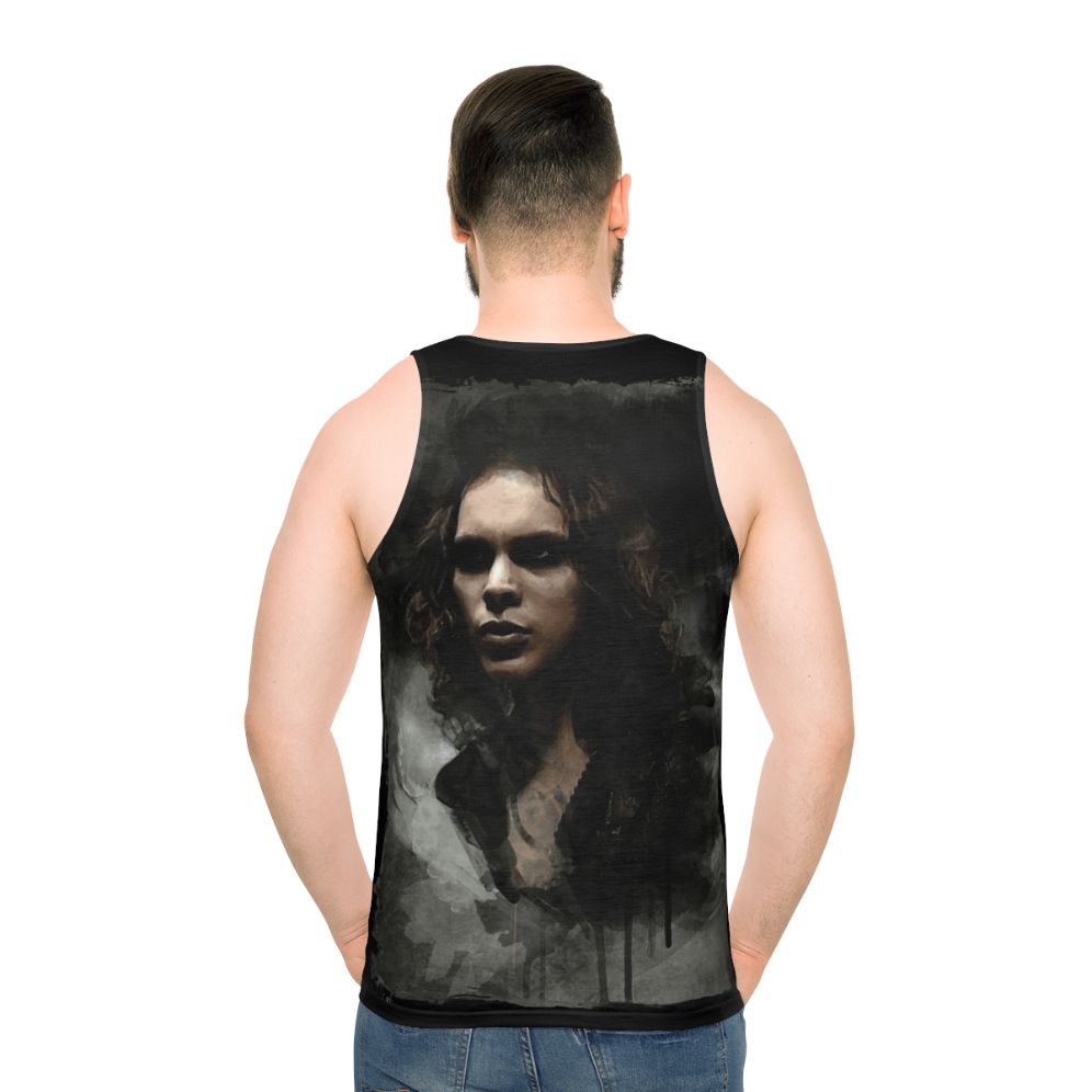 Unisex tank top with heartagram watercolor design - men back