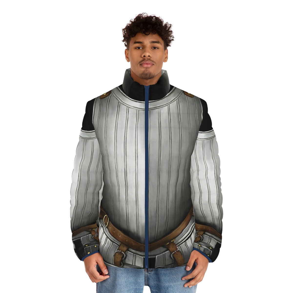 17th century cuirass puffer jacket, historical armor replica, medieval knight armor - men front