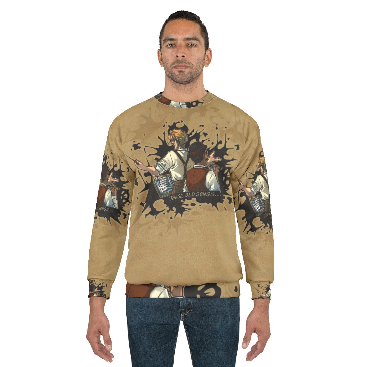 Vintage inspired abstract art sweatshirt featuring old songs graphic - men