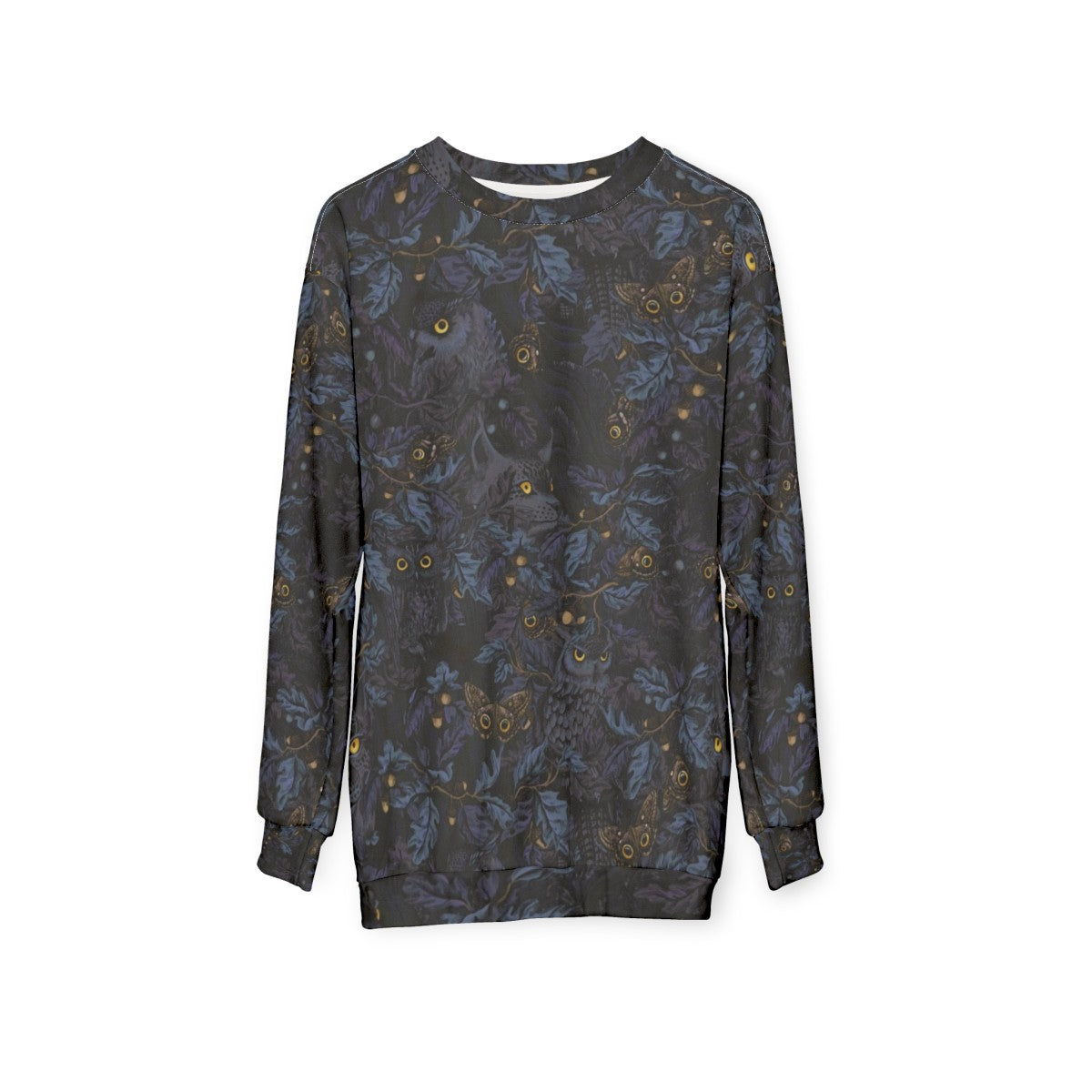 Moonlight blue sweatshirt with autumn leaves and camouflage pattern - hanging