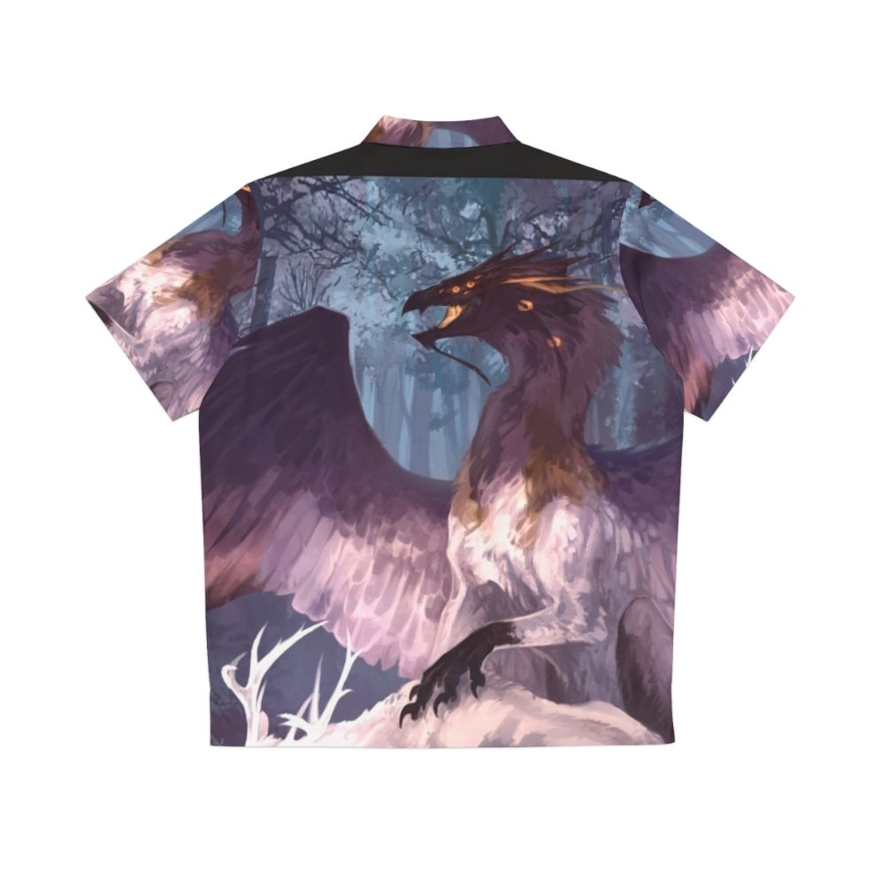 Dark fantasy Hawaiian shirt with mythical creature design - Back