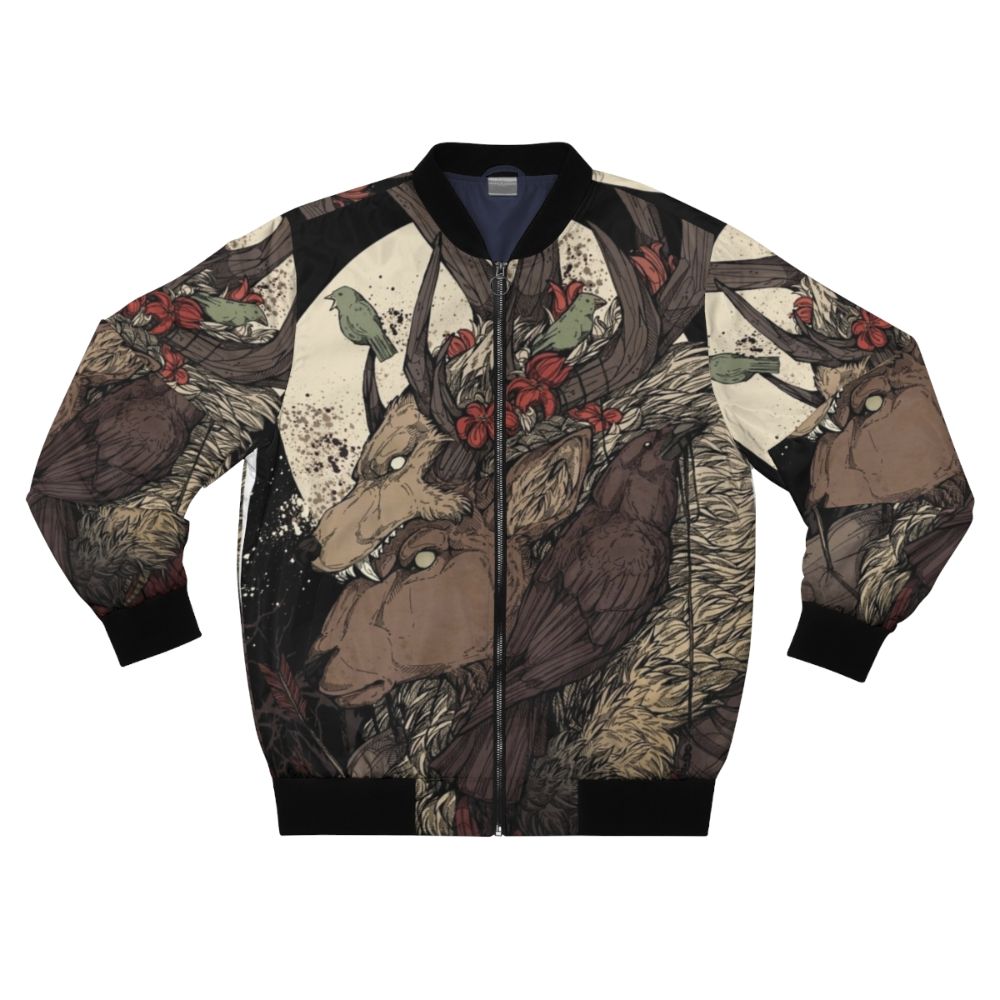 Elk King Bomber Jacket featuring embroidered elk design