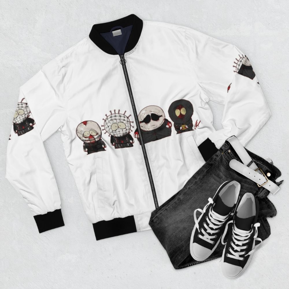 Helldudes Southpark Inspired Horror Bomber Jacket - Flat lay