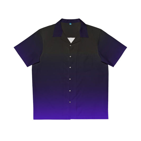 Black and purple gradient Hawaiian shirt with a minimalistic, celestial design