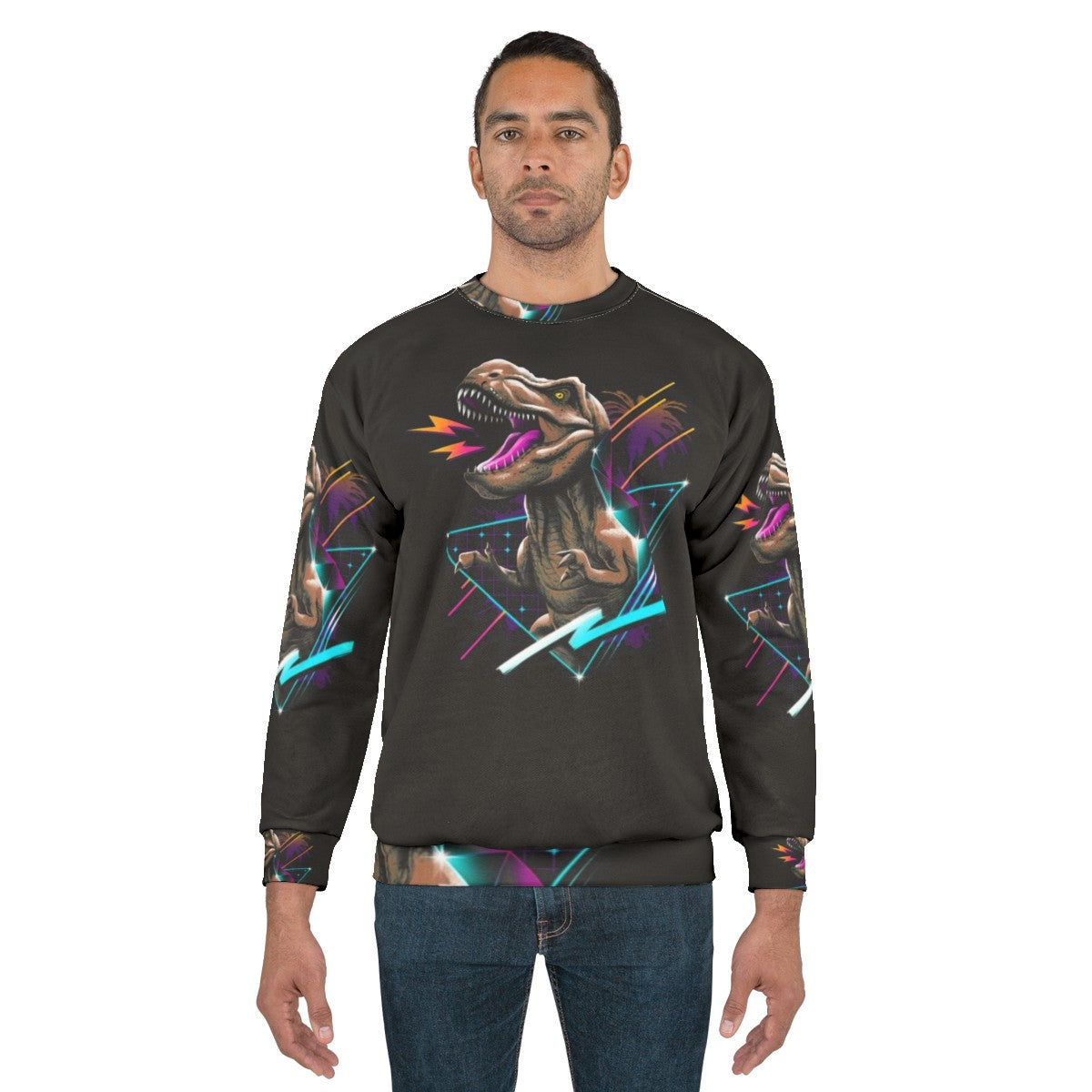 Retro Tyrannosaurus Rex Dinosaur Sweatshirt - men