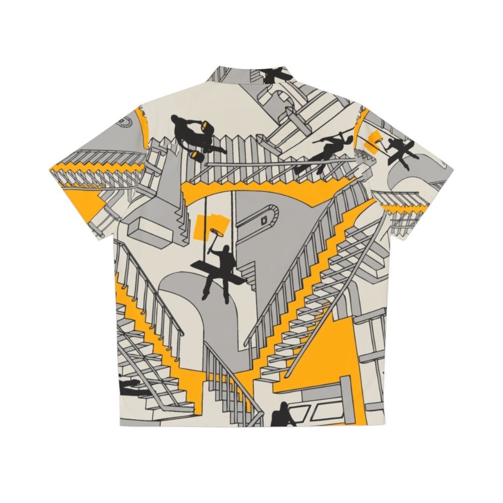 Architectural Hawaiian Shirt with Geometric Patterns and Surreal Home Improvement Elements - Back