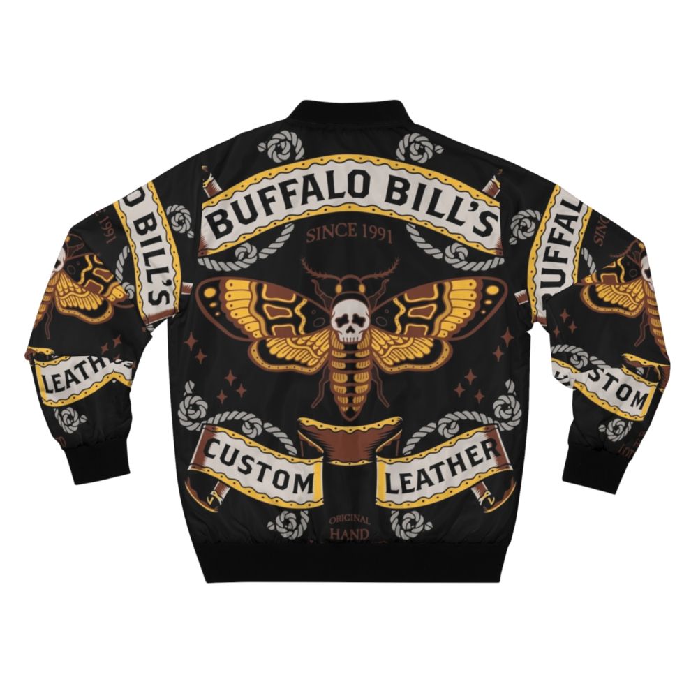 Buffalo Bill's Custom Leather Bomber Jacket - Gothic Style with Death's Head Moth Pattern - Back