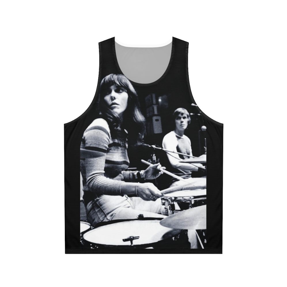 Unisex vintage 70s tank top featuring Karen Carpenter, legendary Carpenters drummer