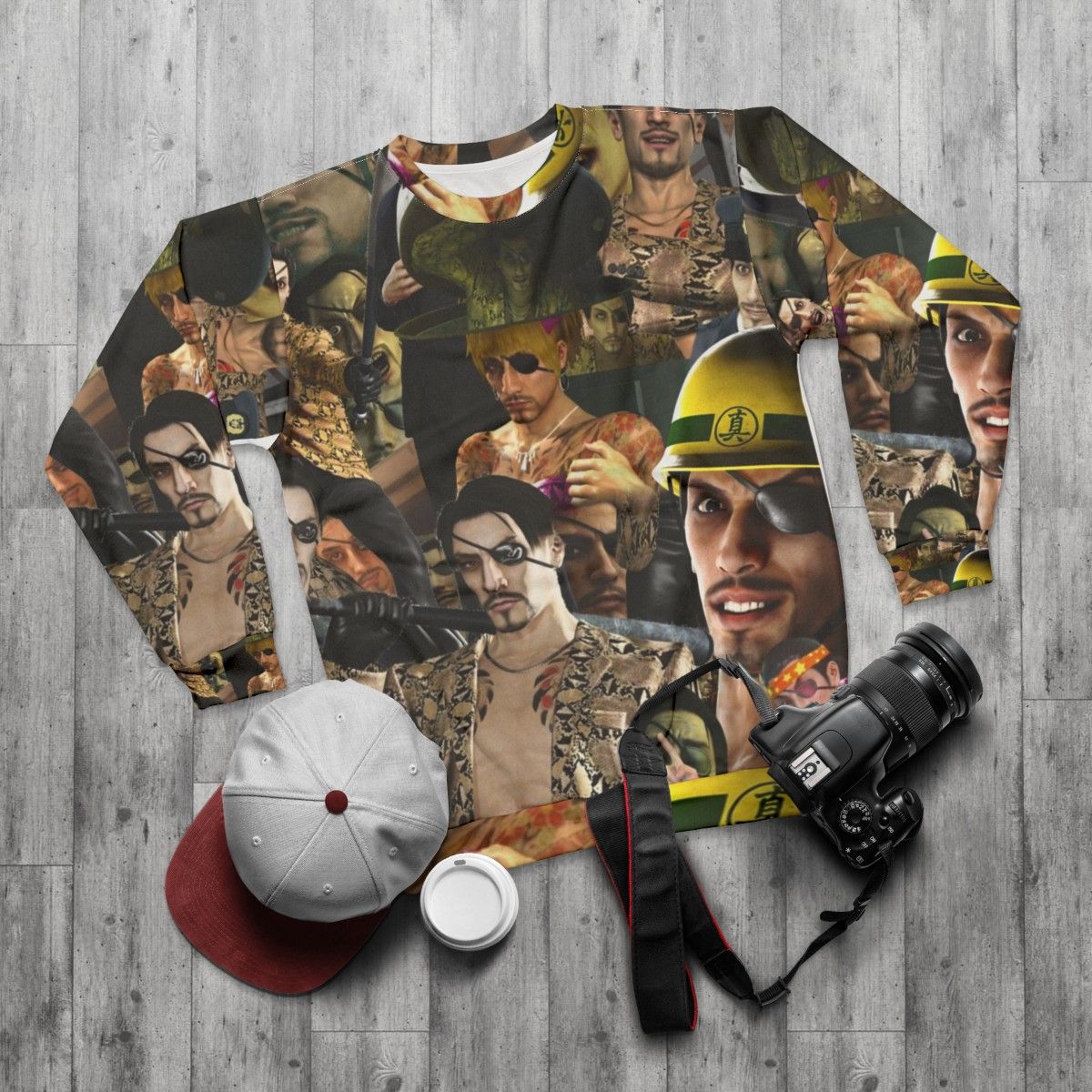 Goro Majima "Majima Everywhere" Inspired Sweatshirt - flat lay