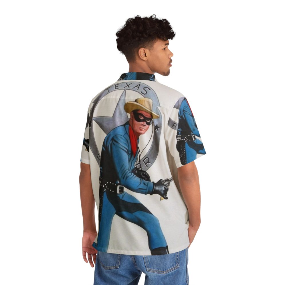 Vintage Lone Ranger Hawaiian Shirt with Superhero Inspired Western Design - People Back