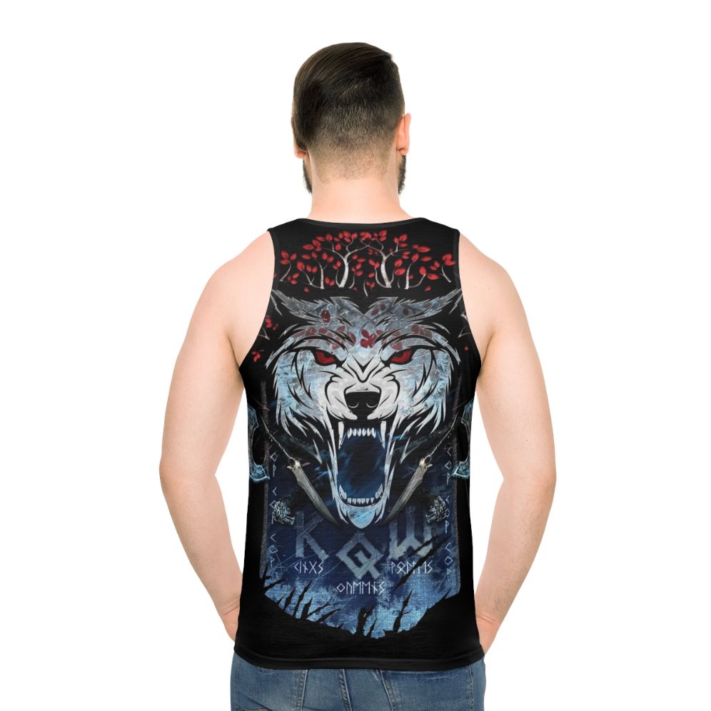 Unisex Wolf Print Tank Top - men back