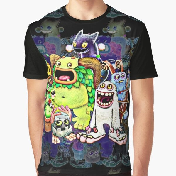 My Singing Monsters characters design on a graphic t-shirt