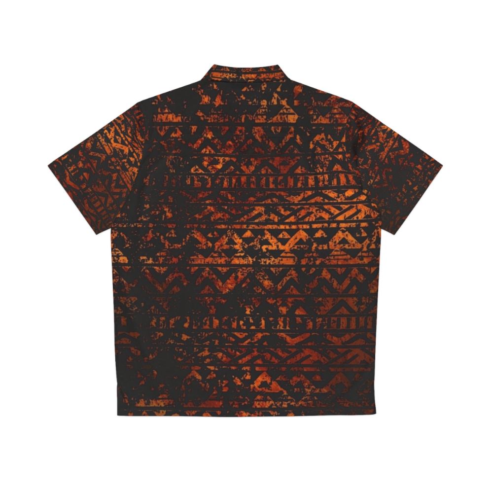 Grunge bronze tribal ethnic pattern Hawaiian shirt - Back