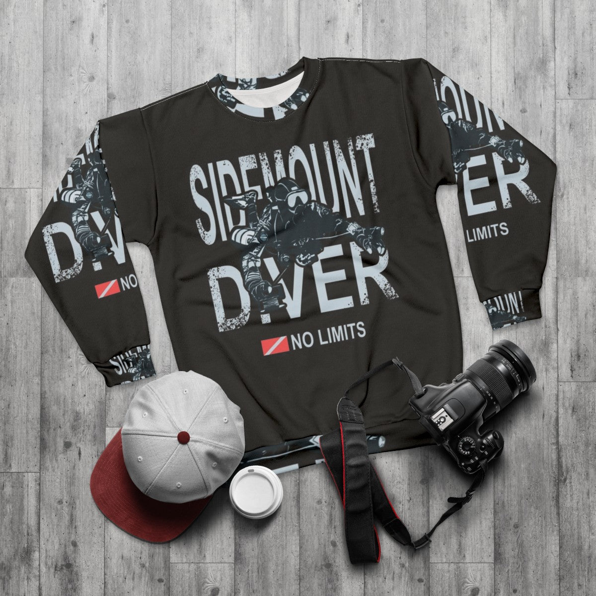 Sidemount diver technical diving sweatshirt - flat lay