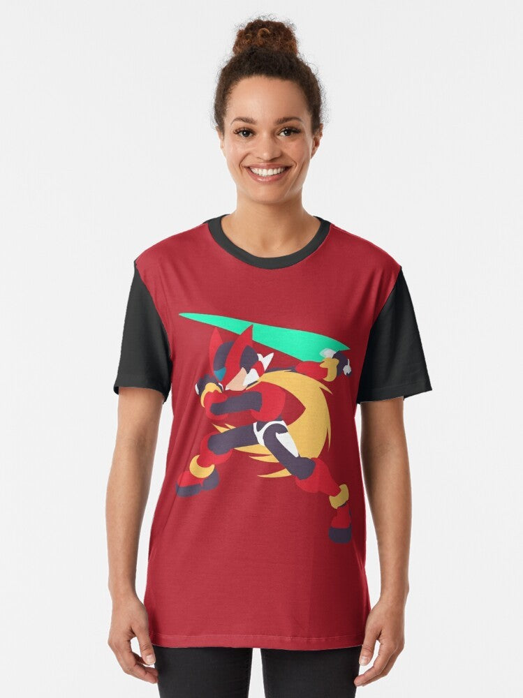 Mega Man Zero Graphic T-Shirt featuring the character Zero from the Mega Man Zero video game series - Women