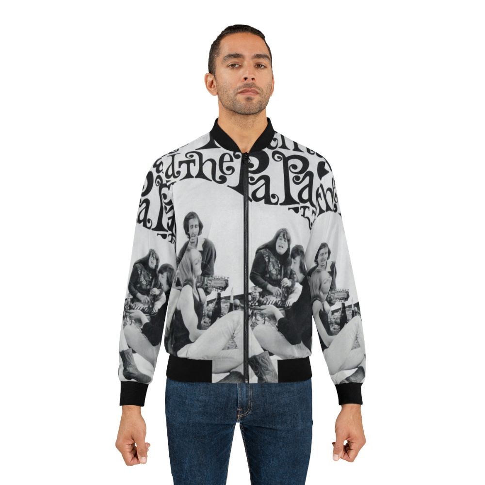 Vintage-inspired Mamas and Papas bomber jacket with retro 1960s music graphics and California dreaming design - Lifestyle