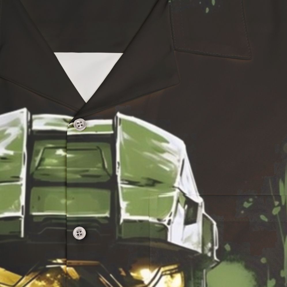 Master Chief Halo Themed Hawaiian Shirt - Detail