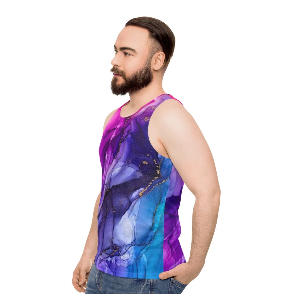 Vibrant rainbow ombre abstract unisex tank top - men side