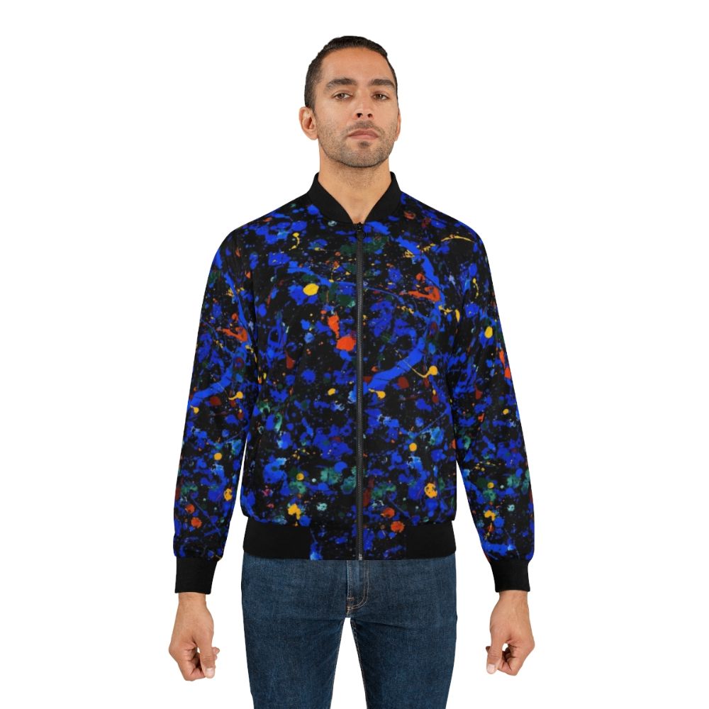 Abstract art bomber jacket featuring a Jackson Pollock-inspired design - Lifestyle