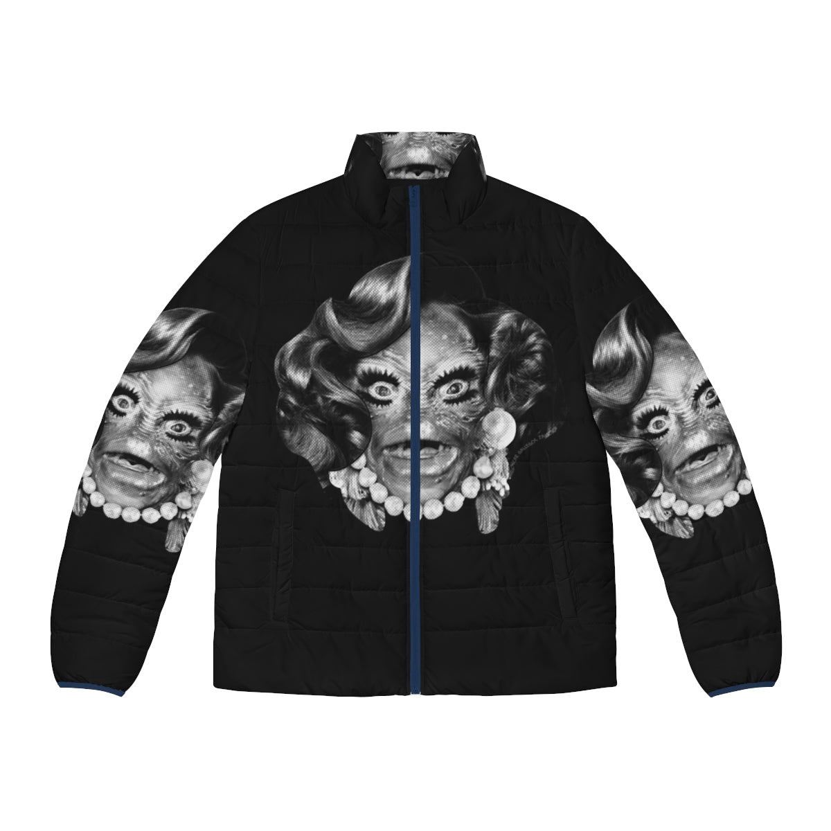 The Creature From The Black Lagoon puffer jacket, featuring a horror-inspired design for a unique and eye-catching Halloween look.