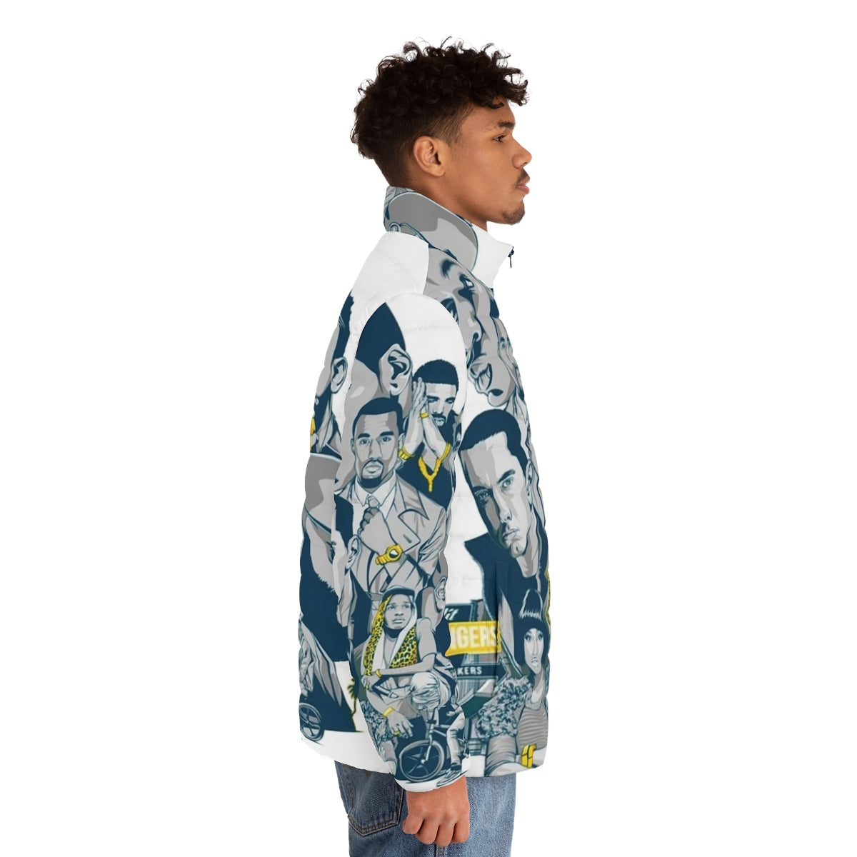 Retro 90s hip hop inspired puffer jacket - men side right