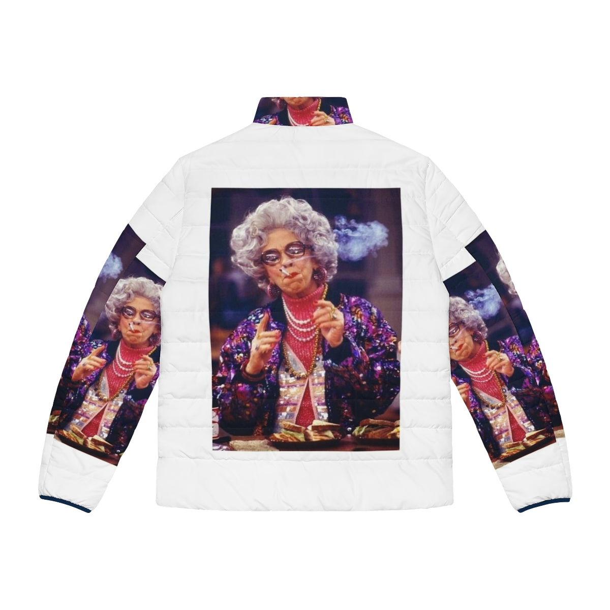 Grandma Yetta inspired 90s puffer jacket with vintage nineties fashion design - Back