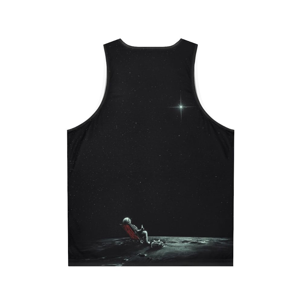 Space-themed unisex tank top featuring abstract cosmic design - Back