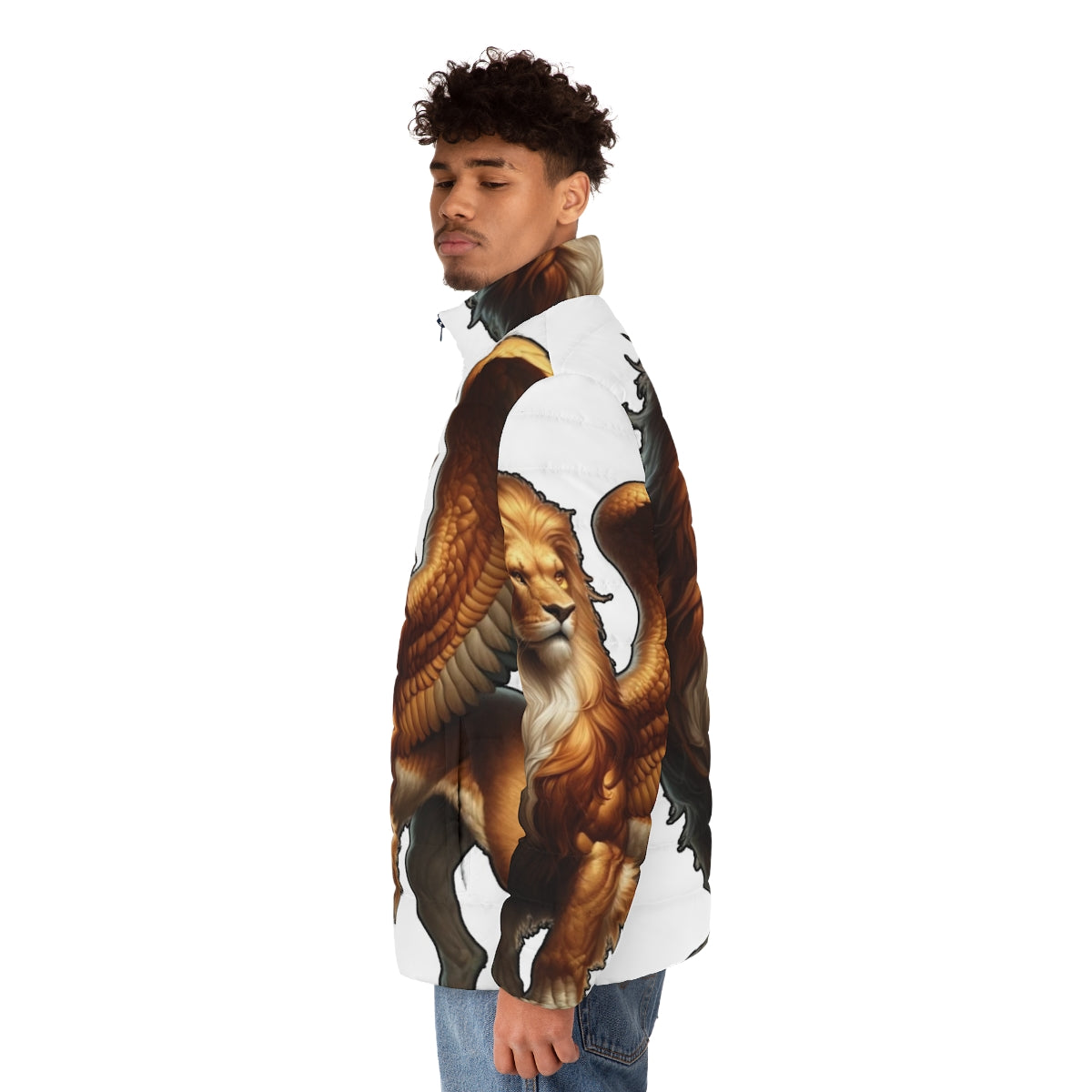 Grrrifin Puffer Jacket - A Legendary Mythological Creature-Inspired Outerwear - men side left