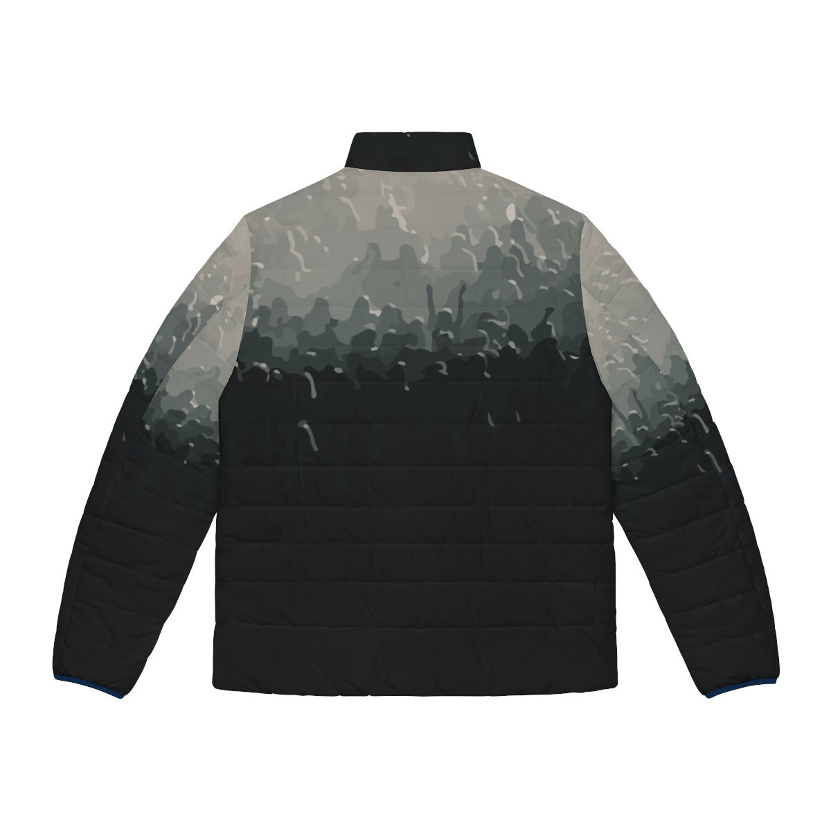 Crowd Puffer Jacket - Black and White Pattern Jacket for Concerts, Parties, and Live Music Events - Back