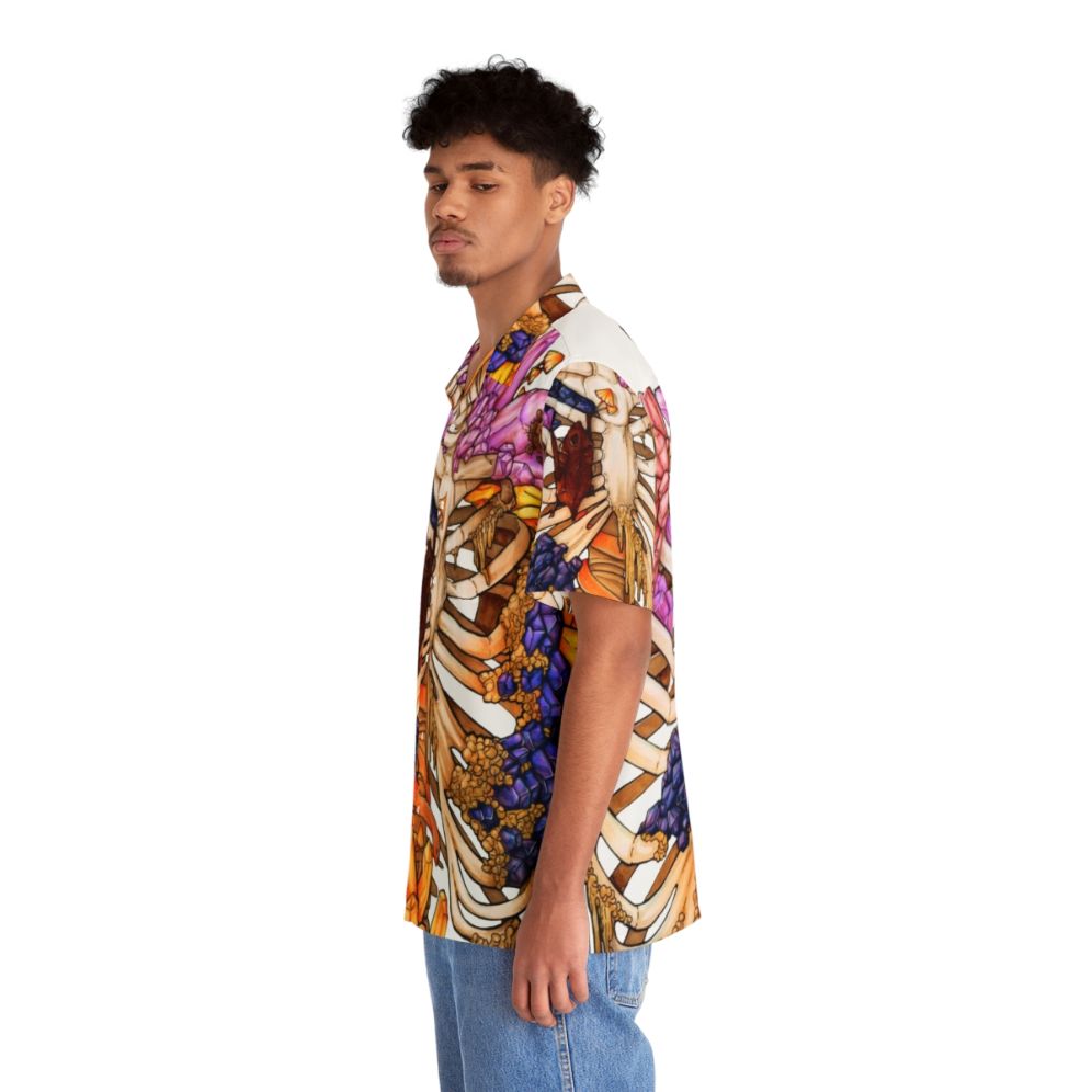 Skeletal gem hawaiian shirt with nature-inspired design - People Left