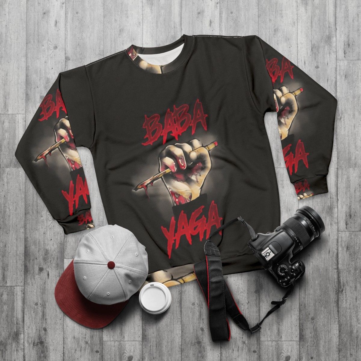 Baba Yaga Sweatshirt with Keanu Reeves Inspired by John Wick - flat lay