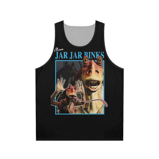 Retro Jar Jar Binks graphic on a unisex tank top